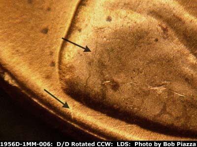 Die-stage C marker on 1956D•1MM•006 (1956 Repunched Mint Mark).