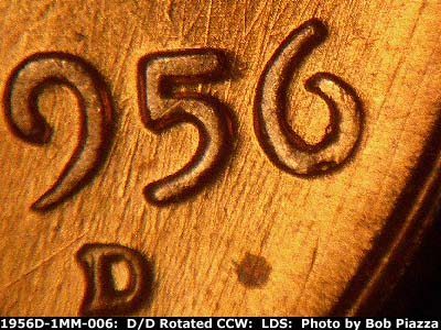 Die-stage C marker on 1956D•1MM•006 (1956 Repunched Mint Mark).