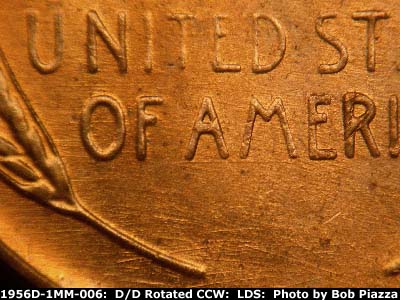 Die-stage C marker on 1956D•1MM•006 (1956 Repunched Mint Mark).