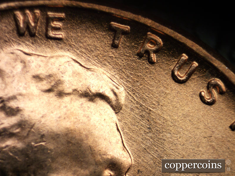 Die-stage A marker on 1956D•1MM•007 (1956 Repunched Mint Mark).