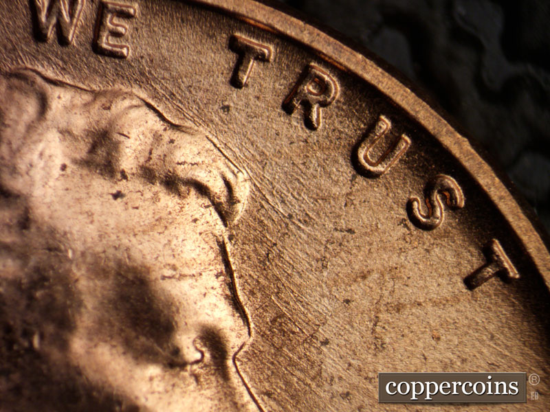 Die-stage B marker on 1956D•1MM•007 (1956 Repunched Mint Mark).