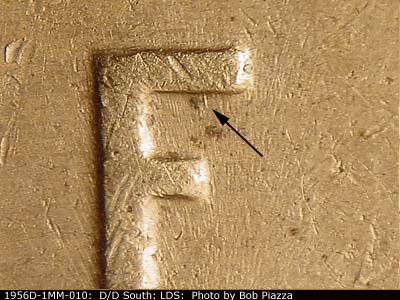 Die-stage C marker on 1956D•1MM•010 (1956 Repunched Mint Mark).