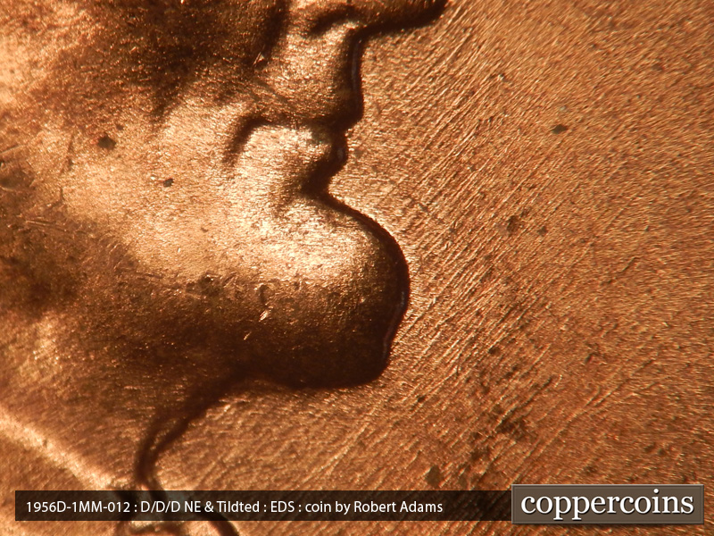 Die-stage A marker on 1956D•1MM•012 (1956 Repunched Mint Mark).