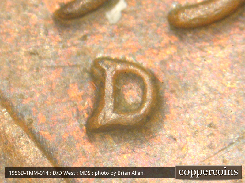 1956 Lincoln cent obverse, CopperCoins die 1956D•1MM•014.