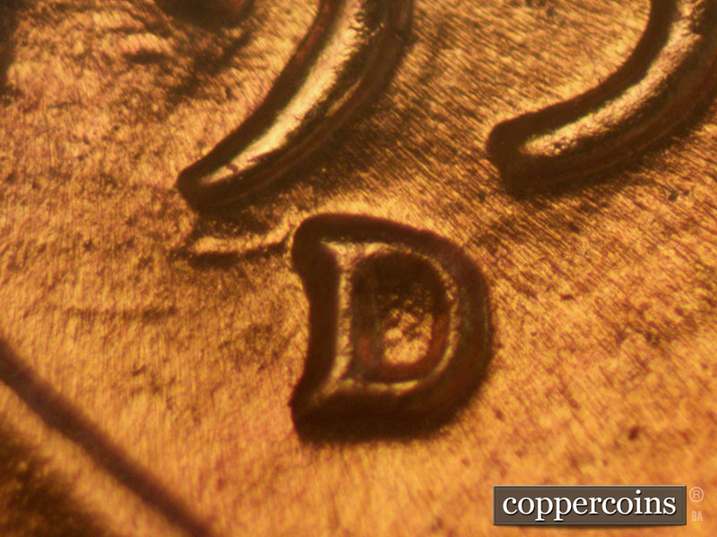 Die-stage A marker on 1956D•1MM•016 (1956 Repunched Mint Mark).