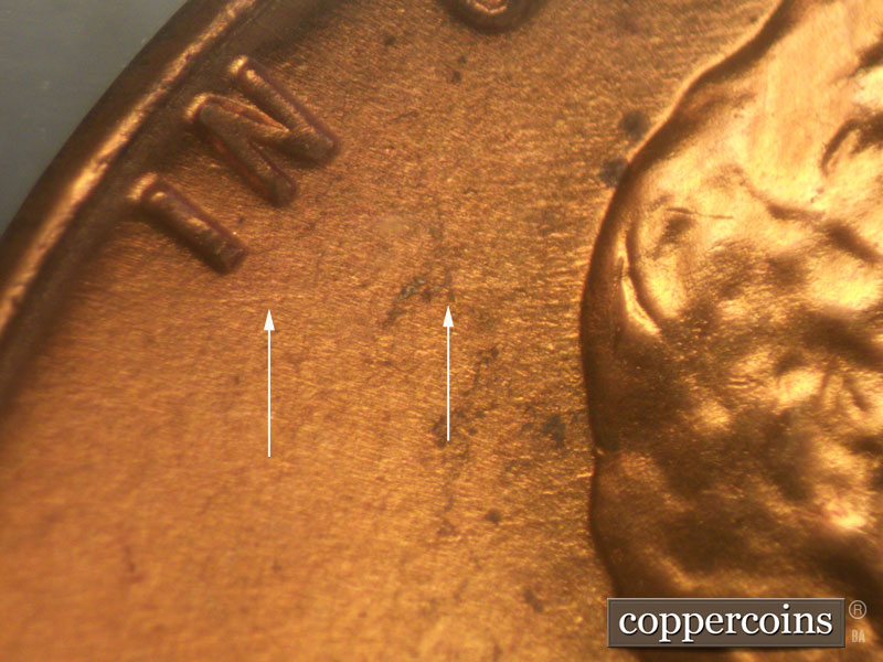 Die-stage A marker on 1956D•1MM•016 (1956 Repunched Mint Mark).
