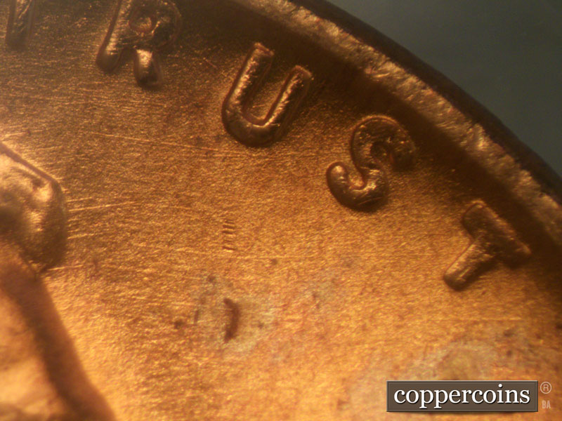 Die-stage A marker on 1956D•1MM•016 (1956 Repunched Mint Mark).