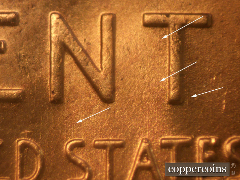 Die-stage A marker on 1956D•1MM•016 (1956 Repunched Mint Mark).