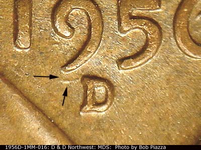 1956 Lincoln cent obverse, CopperCoins die 1956D•1MM•016.