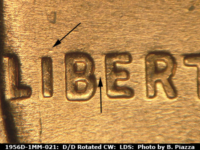 Die-stage C marker on 1956D•1MM•021 (1956 Repunched Mint Mark).