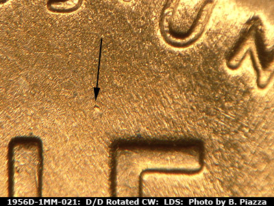 Die-stage C marker on 1956D•1MM•021 (1956 Repunched Mint Mark).