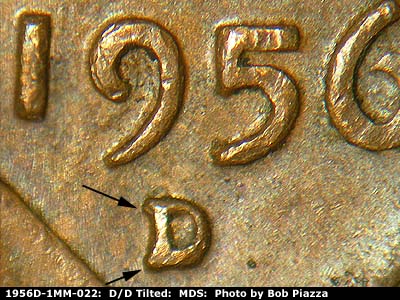 1956 Lincoln cent obverse, CopperCoins die 1956D•1MM•022.