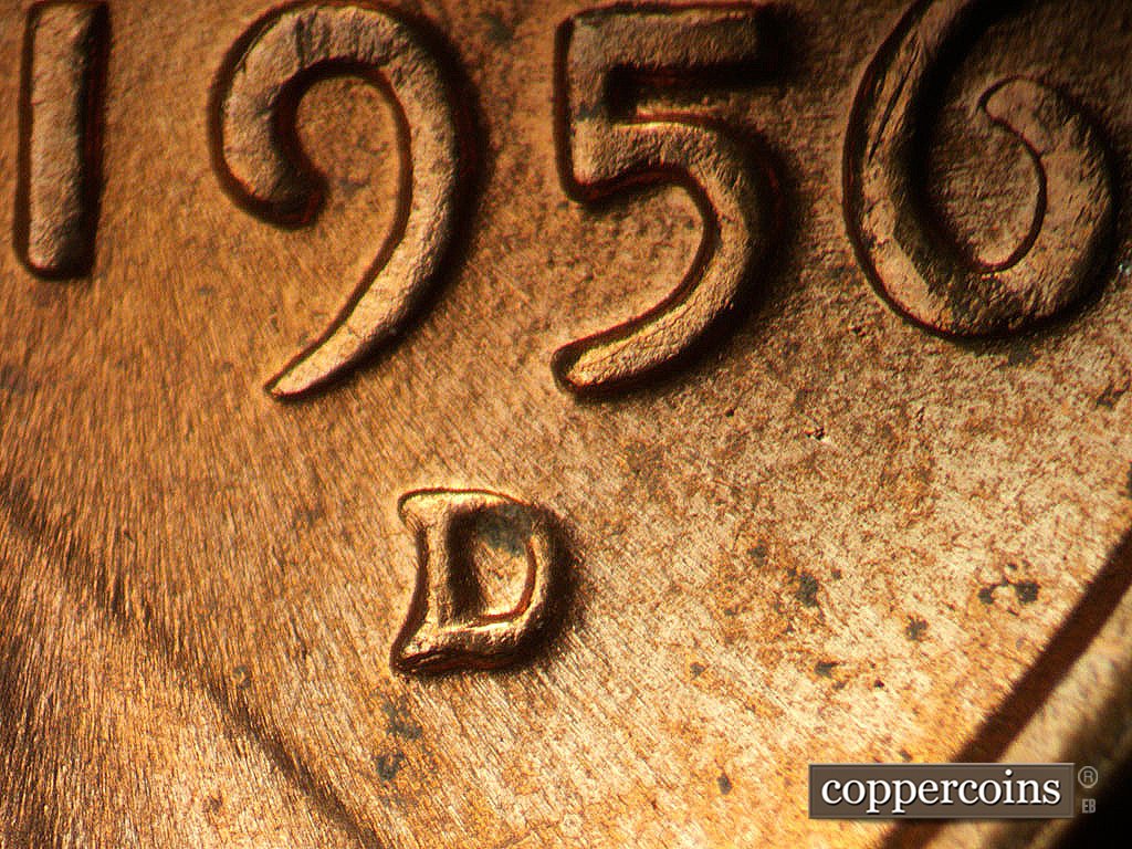 Die-stage C marker on 1956D•1MM•023 showing Closeup of Repunched mintmark.