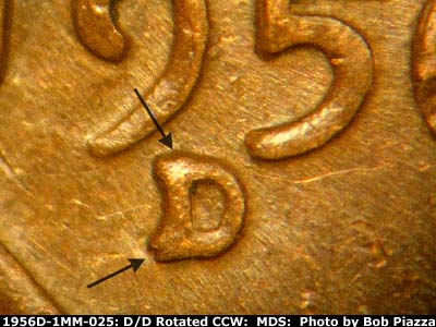 1956 Lincoln cent obverse, CopperCoins die 1956D•1MM•025.