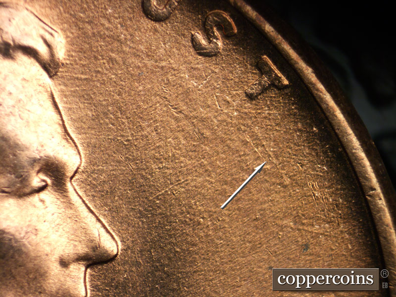 Die-stage B marker on 1956D•1MM•026 (1956 Repunched Mint Mark).
