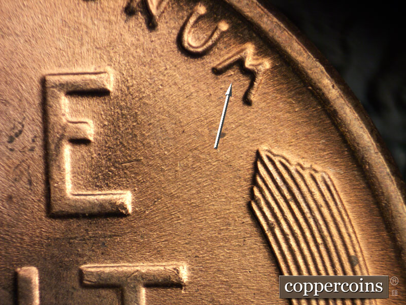 Die-stage B marker on 1956D•1MM•026 (1956 Repunched Mint Mark).