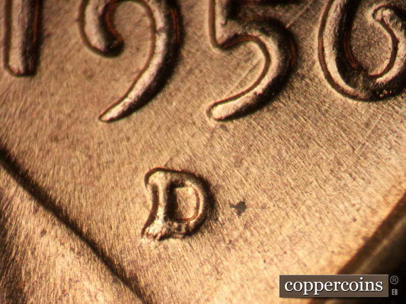 1956 Lincoln cent obverse, CopperCoins die 1956D•1MM•027.