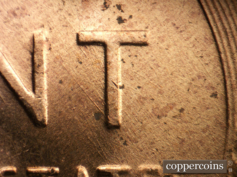Die-stage B marker on 1956D•1MM•027 (1956 Repunched Mint Mark).