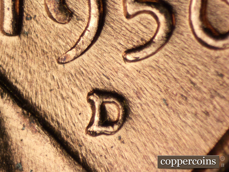 Die-stage C marker on 1956D•1MM•027 (1956 Repunched Mint Mark).