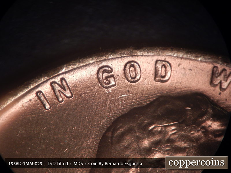 Die-stage B marker on 1956D•1MM•029 (1956 Repunched Mint Mark).