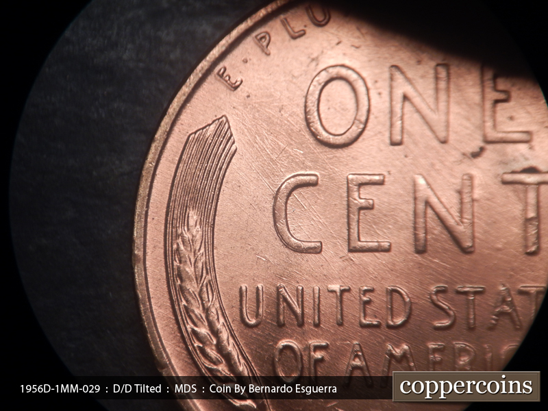 Die-stage B marker on 1956D•1MM•029 (1956 Repunched Mint Mark).