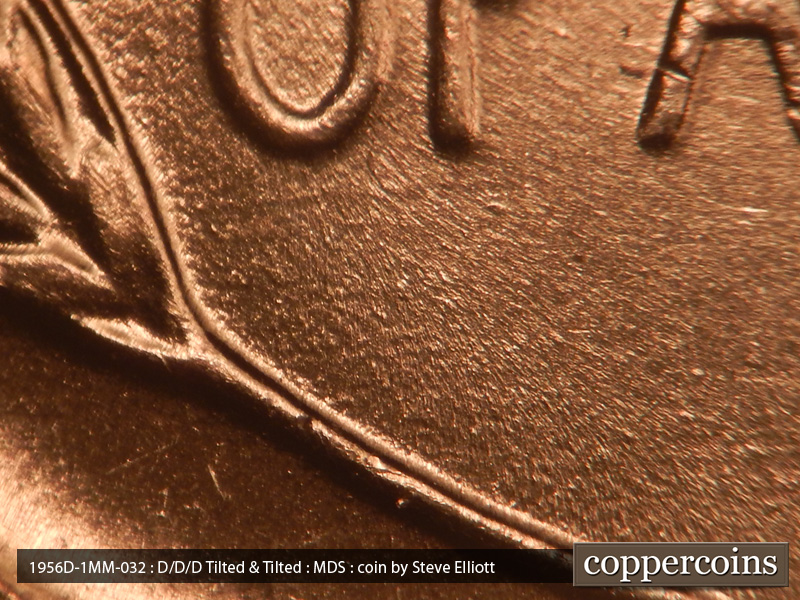 Die-stage B marker on 1956D•1MM•032 (1956 Repunched Mint Mark).