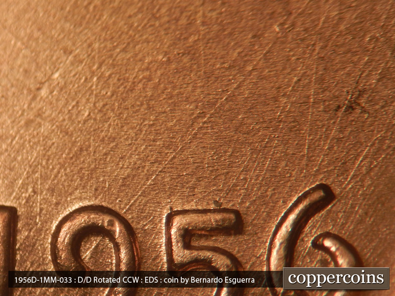 Die-stage A marker on 1956D•1MM•033 (1956 Repunched Mint Mark).