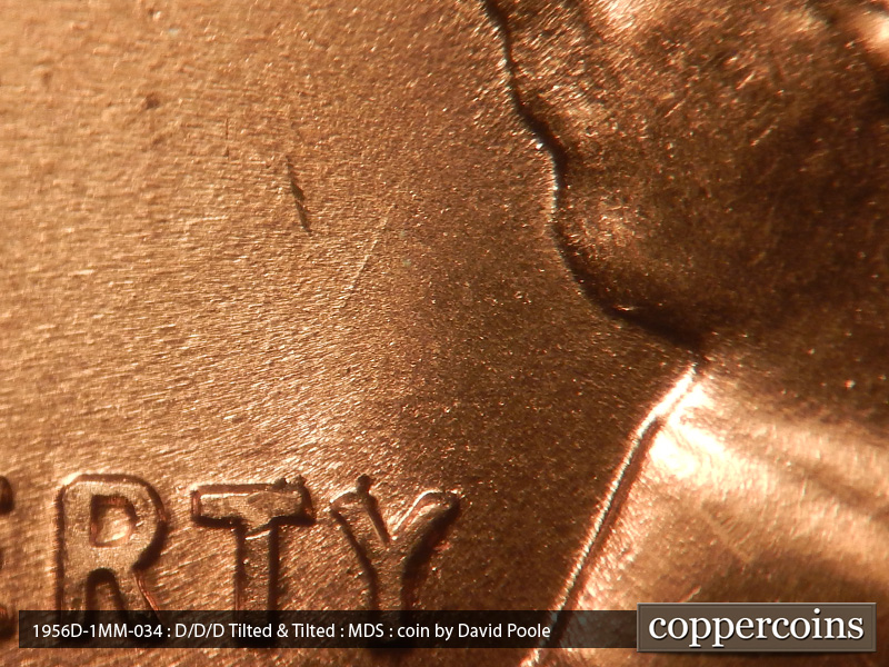 Die-stage B marker on 1956D•1MM•034 (1956 Repunched Mint Mark).