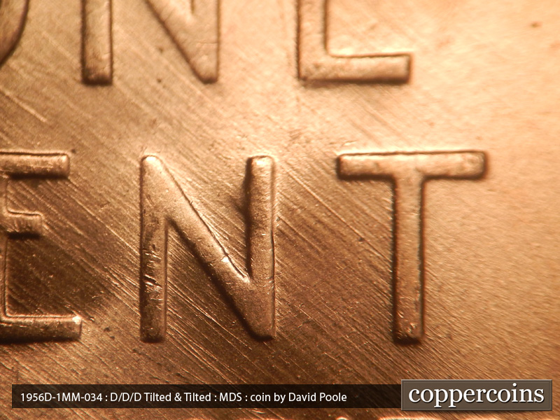 Die-stage B marker on 1956D•1MM•034 (1956 Repunched Mint Mark).