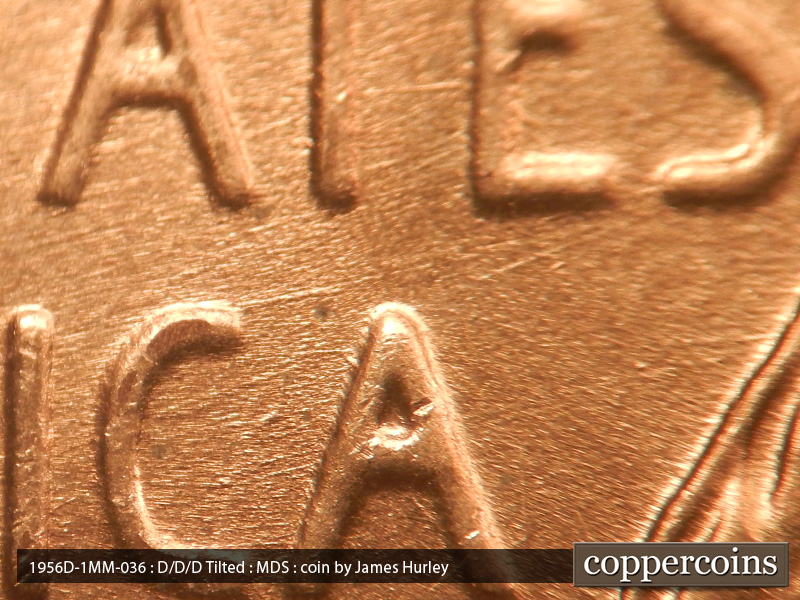 Die-stage B marker on 1956D•1MM•036 (1956 Repunched Mint Mark).
