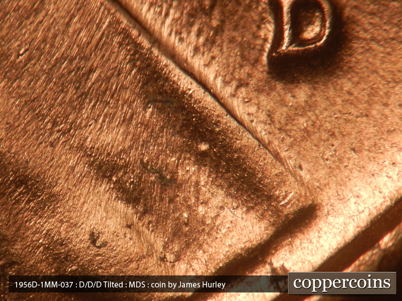 Die-stage B marker on 1956D•1MM•037 (1956 Repunched Mint Mark).