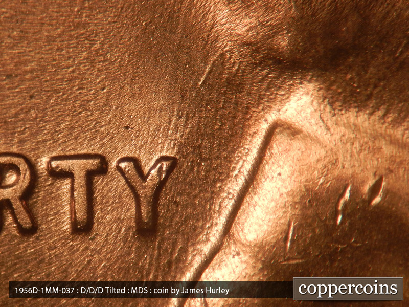 Die-stage B marker on 1956D•1MM•037 (1956 Repunched Mint Mark).