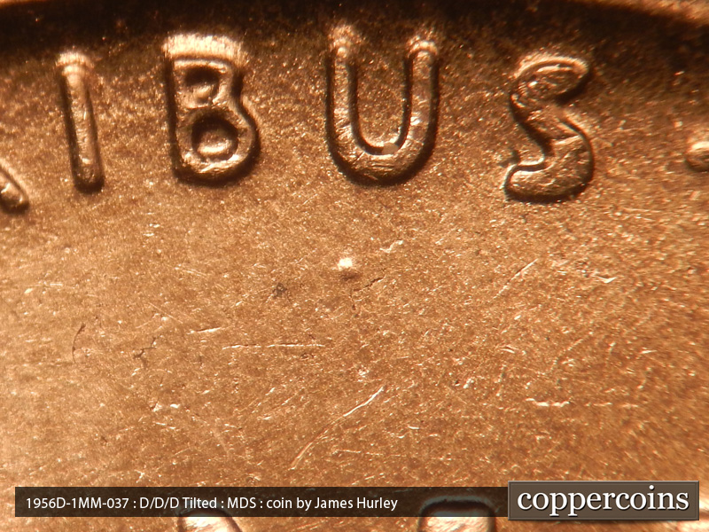 Die-stage B marker on 1956D•1MM•037 (1956 Repunched Mint Mark).