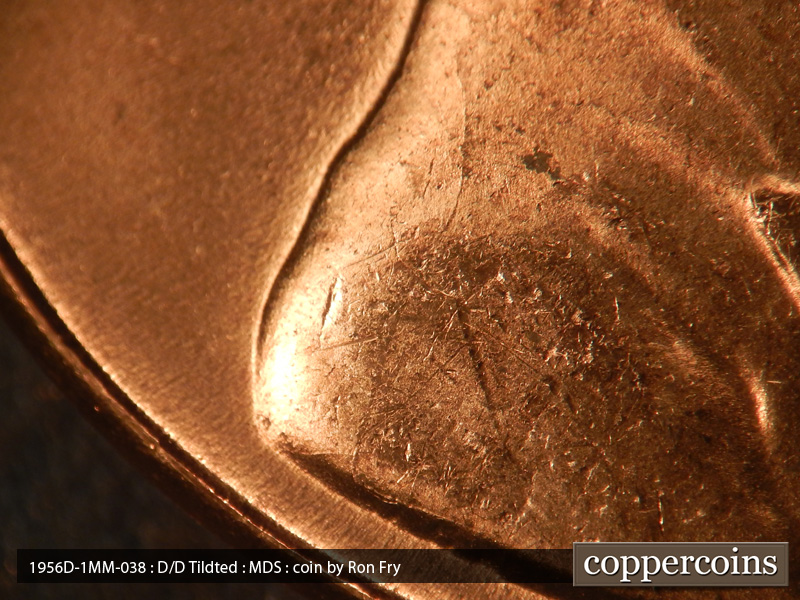 Die-stage B marker on 1956D•1MM•038 (1956 Repunched Mint Mark).