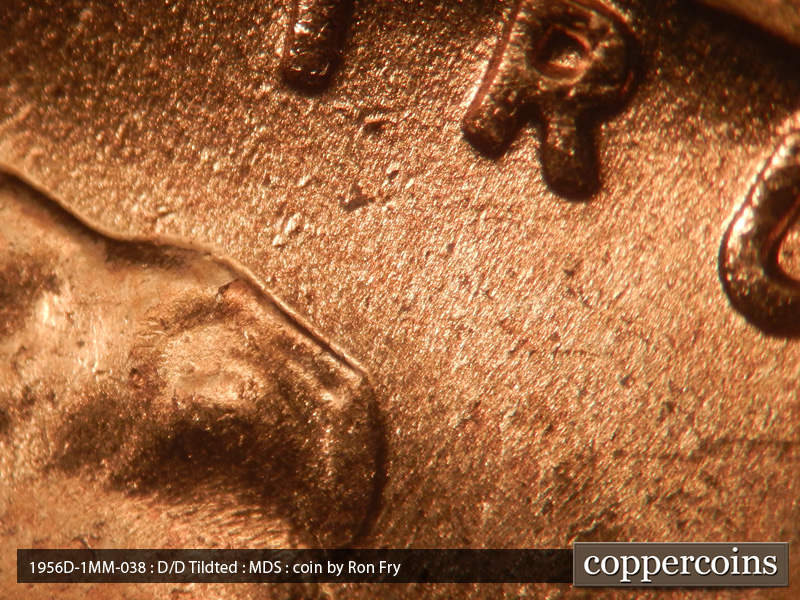 Die-stage B marker on 1956D•1MM•038 (1956 Repunched Mint Mark).