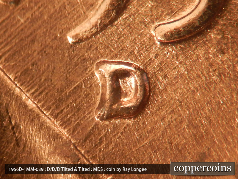 1956 Lincoln cent obverse, CopperCoins die 1956D•1MM•039.