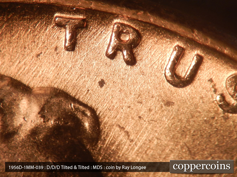 Die-stage B marker on 1956D•1MM•039 (1956 Repunched Mint Mark).