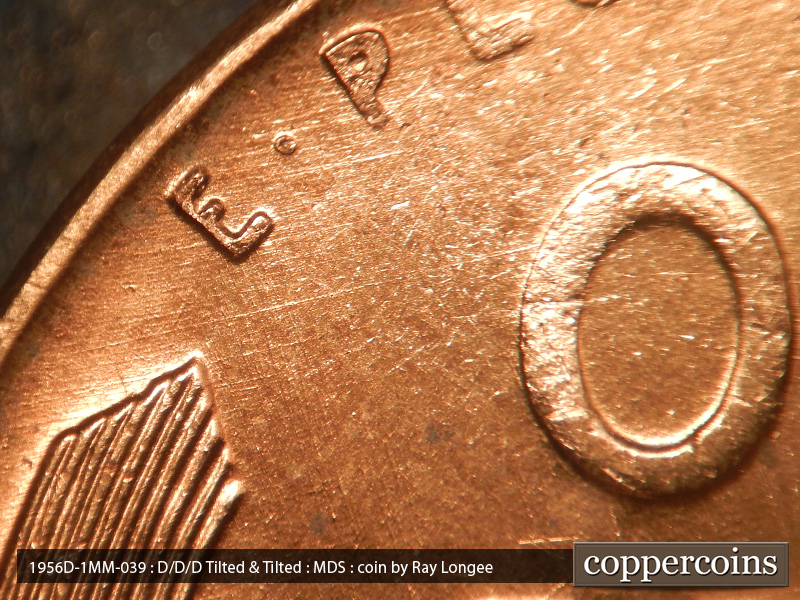 Die-stage B marker on 1956D•1MM•039 (1956 Repunched Mint Mark).