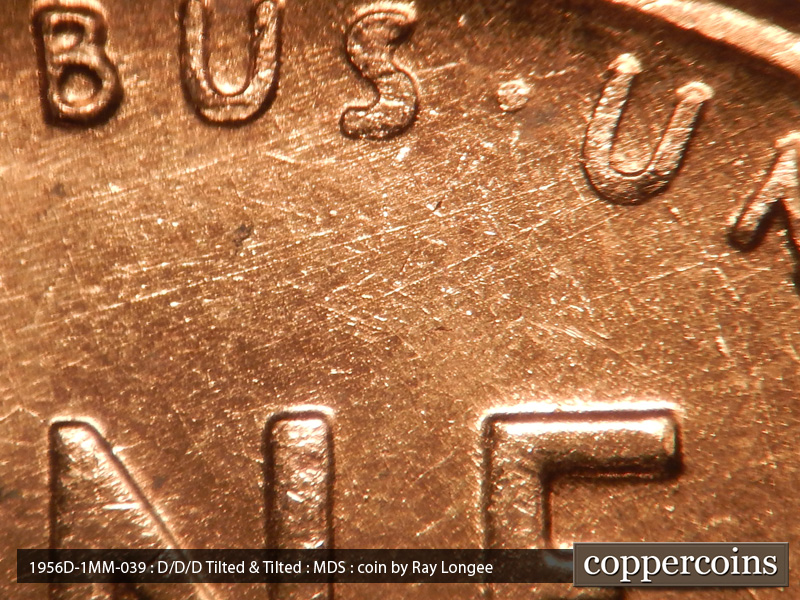 Die-stage B marker on 1956D•1MM•039 (1956 Repunched Mint Mark).