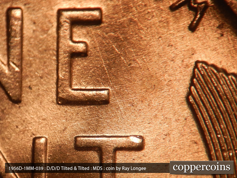 Die-stage B marker on 1956D•1MM•039 (1956 Repunched Mint Mark).