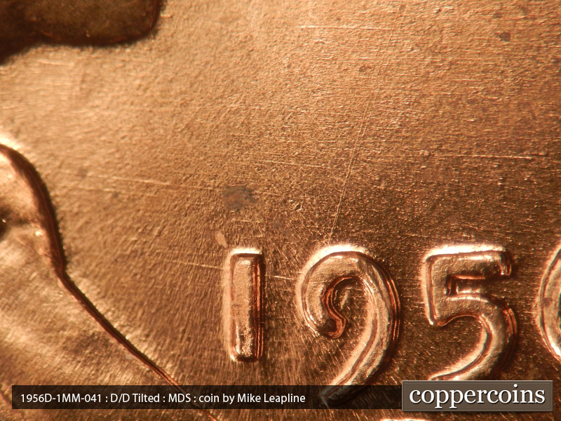 Die-stage B marker on 1956D•1MM•041 (1956 Repunched Mint Mark).