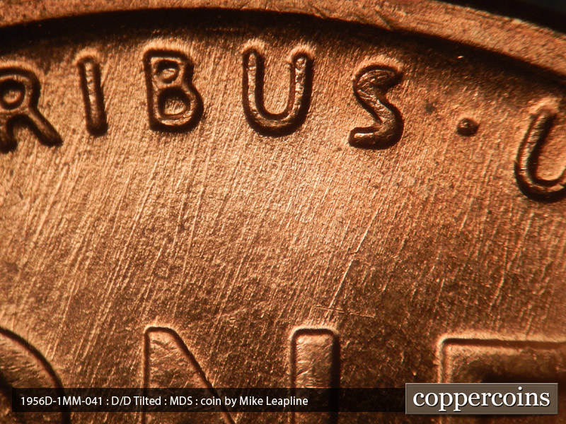 Die-stage B marker on 1956D•1MM•041 (1956 Repunched Mint Mark).