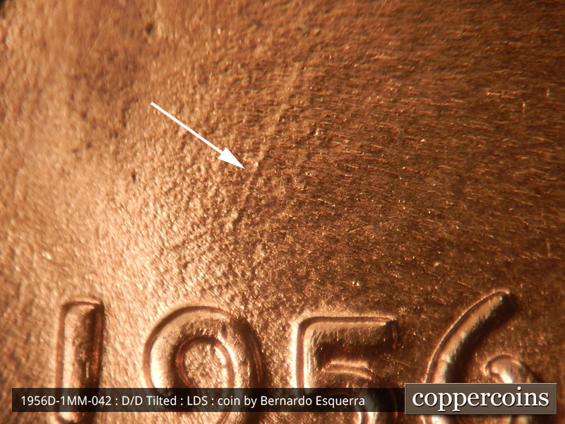 Die-stage C marker on 1956D•1MM•042 (1956 Repunched Mint Mark).