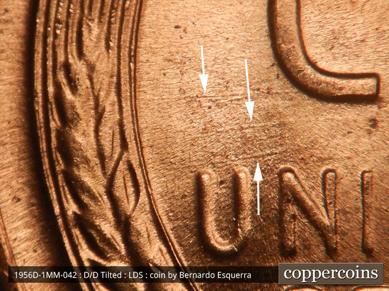 Die-stage C marker on 1956D•1MM•042 (1956 Repunched Mint Mark).