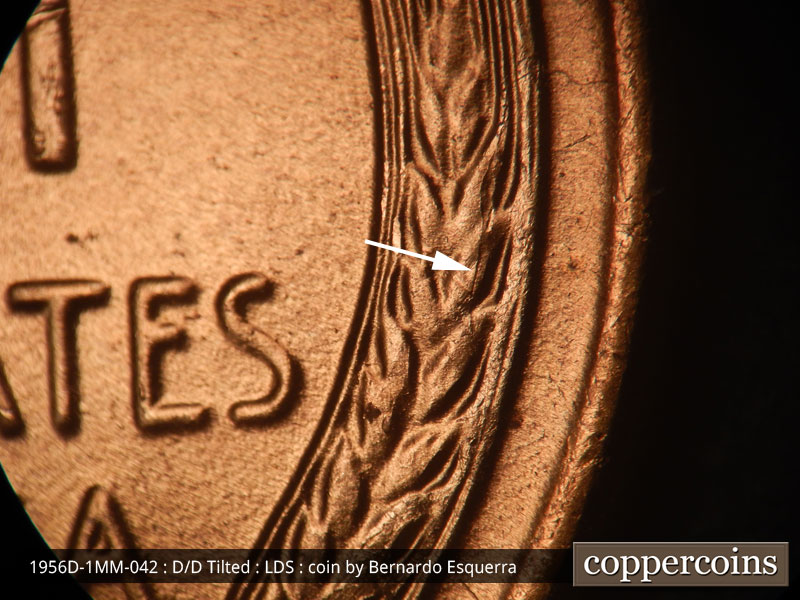 Die-stage C marker on 1956D•1MM•042 (1956 Repunched Mint Mark).