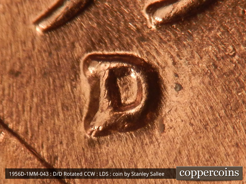 Die-stage C marker on 1956D•1MM•043 (1956 Repunched Mint Mark).
