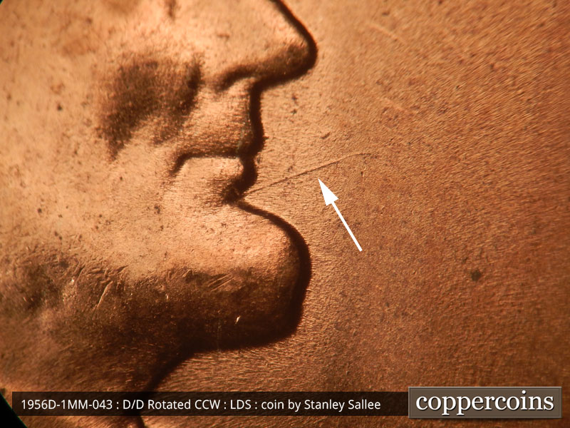 Die-stage C marker on 1956D•1MM•043 (1956 Repunched Mint Mark).