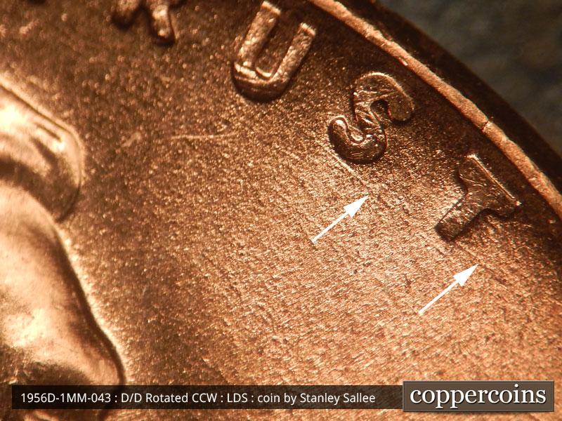 Die-stage C marker on 1956D•1MM•043 (1956 Repunched Mint Mark).