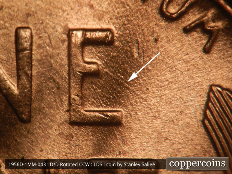 Die-stage C marker on 1956D•1MM•043 (1956 Repunched Mint Mark).