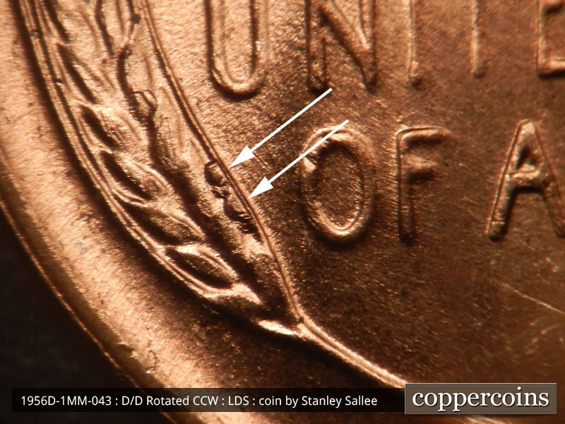 Die-stage C marker on 1956D•1MM•043 (1956 Repunched Mint Mark).